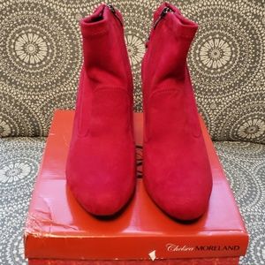 Chelsea Moreland Red Ankle Boots